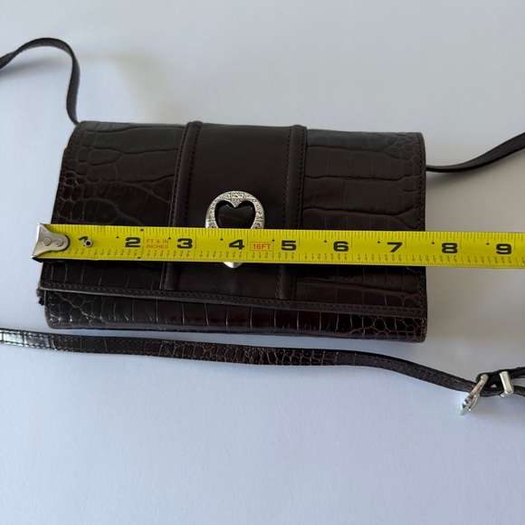 Brighton Brown Croc Embossed Leather Wallet with a Silver Heart clasp - Picture 3 of 14